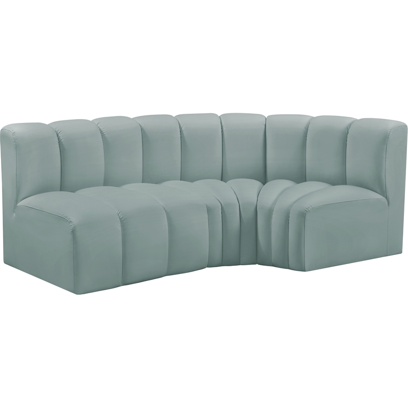 Meridian Furniture Arc Mint Green Vegan Leather Modular Sectional