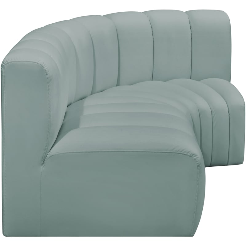 Meridian Furniture Arc Mint Green Vegan Leather Modular Sectional
