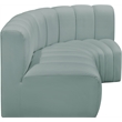 Meridian Furniture Arc Mint Green Vegan Leather Modular Sectional