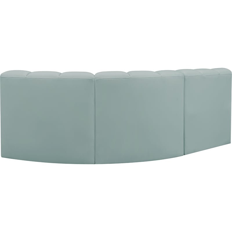 Meridian Furniture Arc Mint Green Vegan Leather Modular Sectional