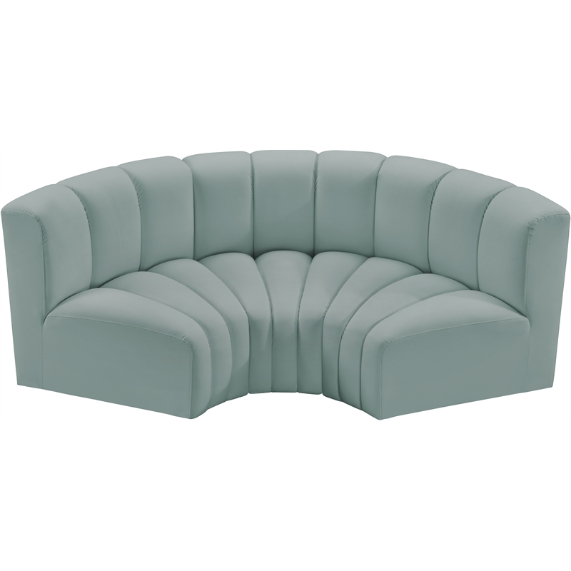 Meridian Furniture Arc Mint Green Vegan Leather Modular Sectional