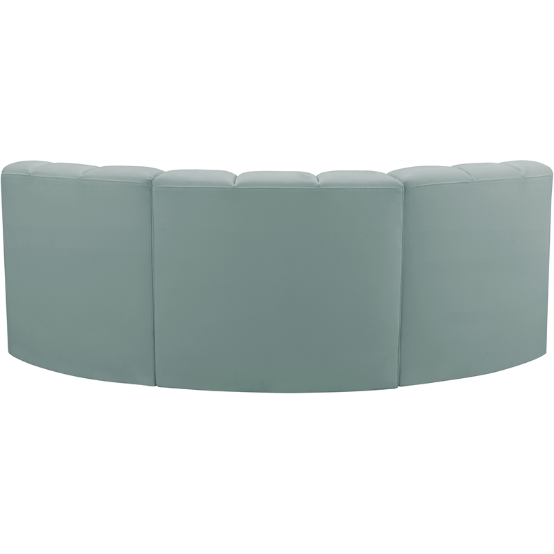 Meridian Furniture Arc Mint Green Vegan Leather Modular Sectional