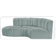 Meridian Furniture Arc Mint Green Vegan Leather Modular Sectional