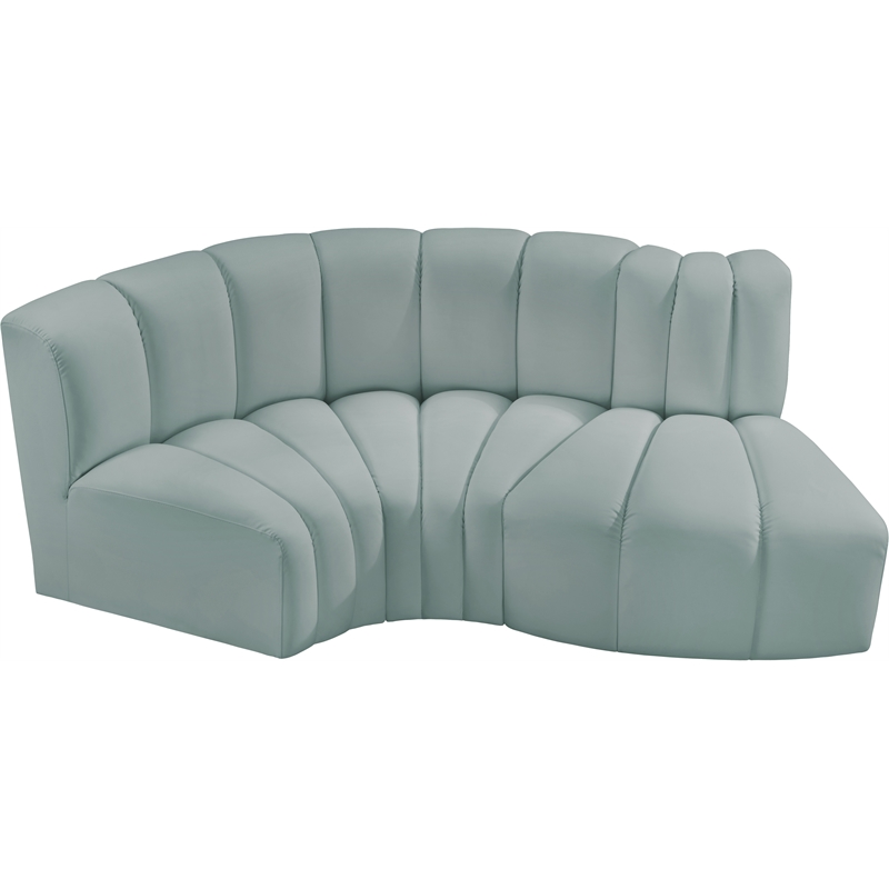 Meridian Furniture Arc Mint Green Vegan Leather Modular Sectional