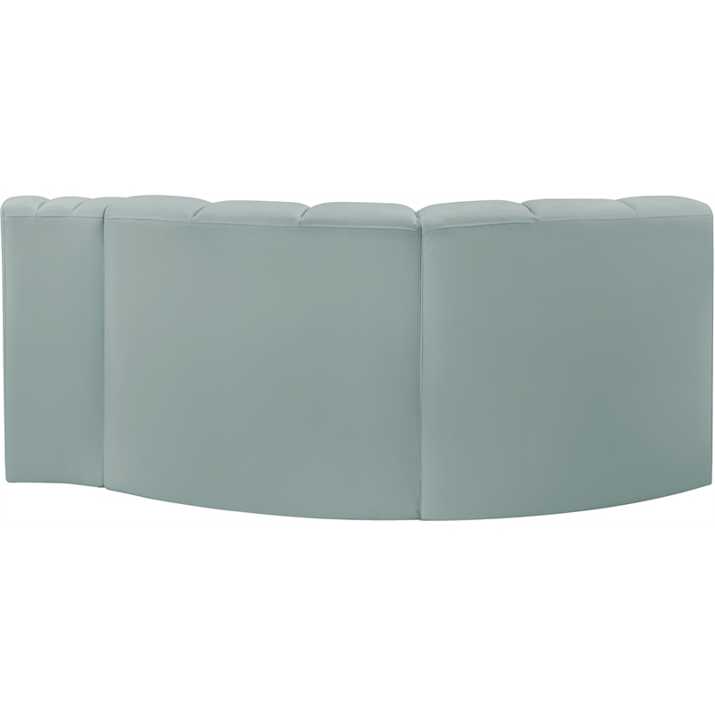 Meridian Furniture Arc Mint Green Vegan Leather Modular Sectional