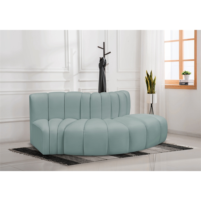 Meridian Furniture Arc Mint Green Vegan Leather Modular Sectional
