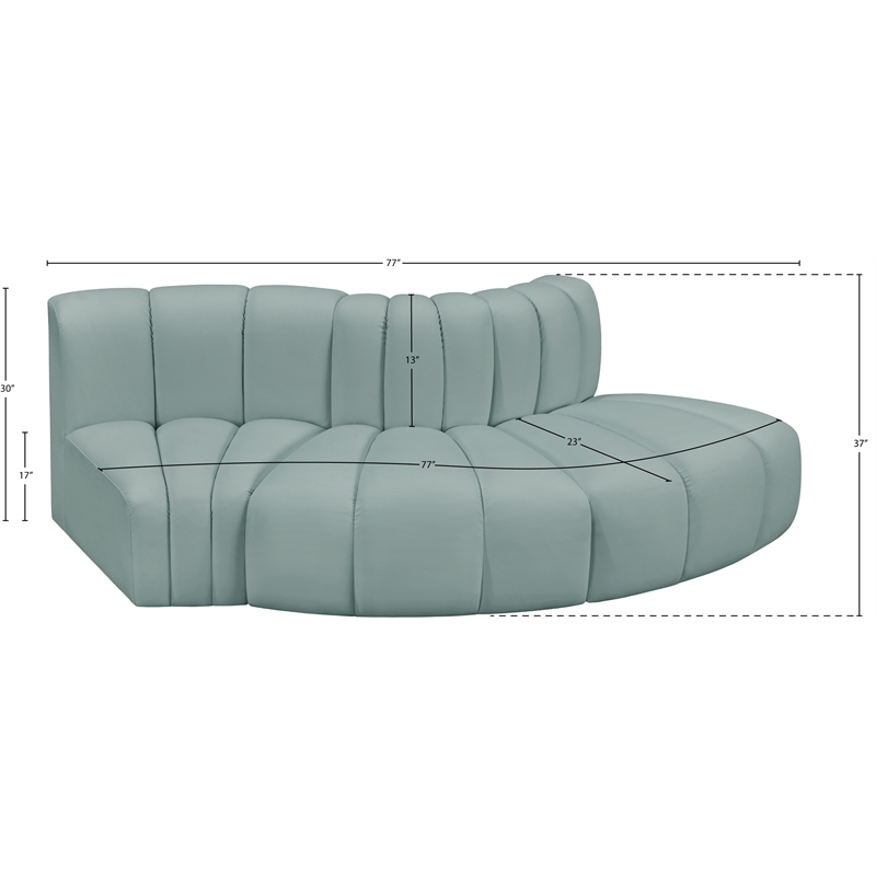 Meridian Furniture Arc Mint Green Vegan Leather Modular Sectional