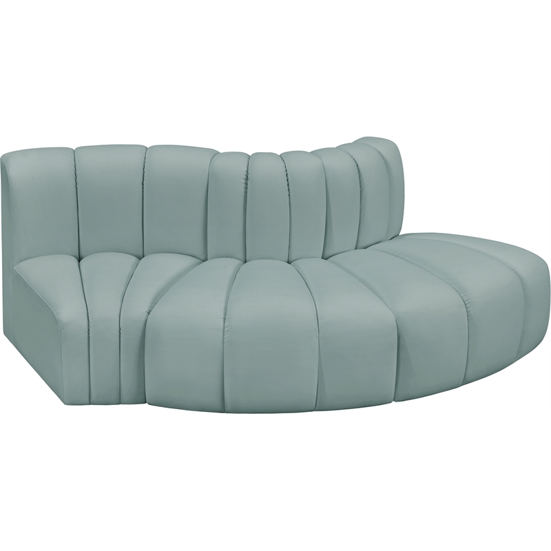 Meridian Furniture Arc Mint Green Vegan Leather Modular Sectional
