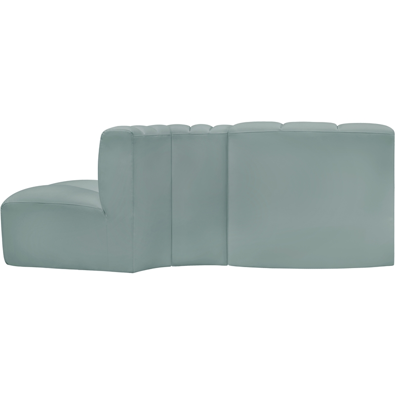 Meridian Furniture Arc Mint Green Vegan Leather Modular Sectional