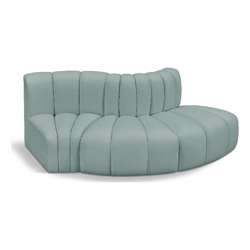 Meridian Furniture Arc Mint Green Vegan Leather Modular Sectional