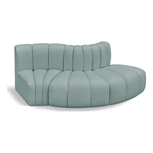 Meridian Furniture Arc Mint Green Vegan Leather Modular Sectional