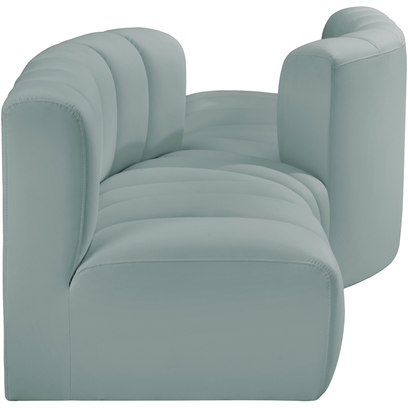 Meridian Furniture Arc Mint Green Vegan Leather Modular Sectional