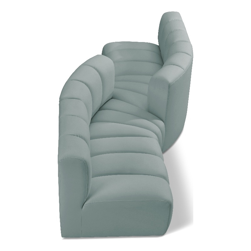 Meridian Furniture Arc Mint Green Vegan Leather Modular Sectional