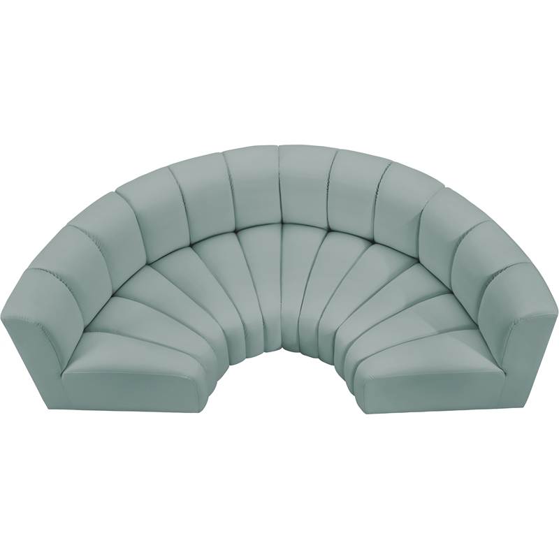 meridian furniture arc mint green vegan leather modular sectional