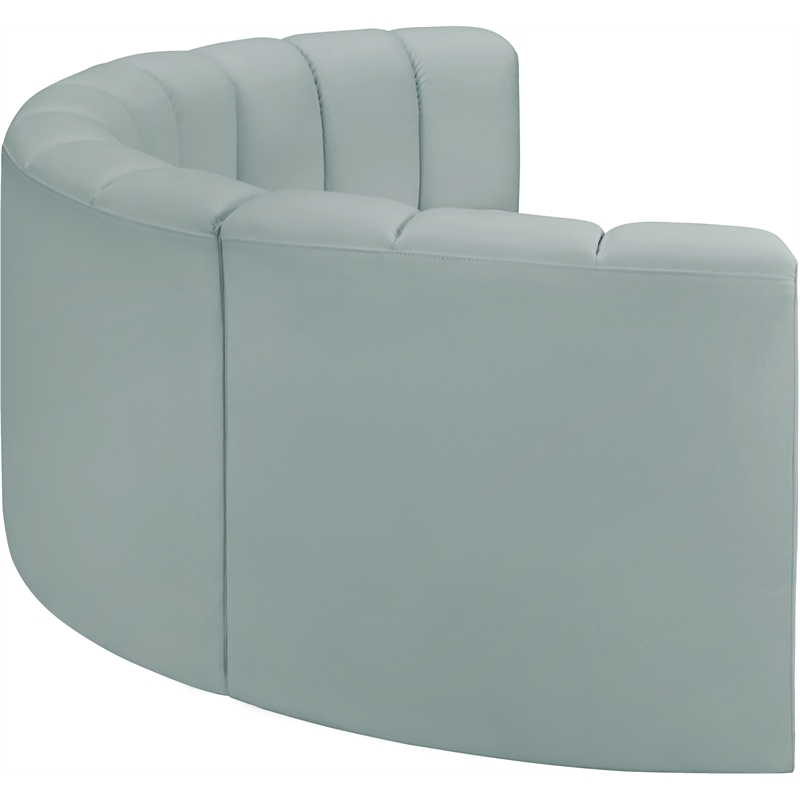 meridian furniture arc mint green vegan leather modular sectional