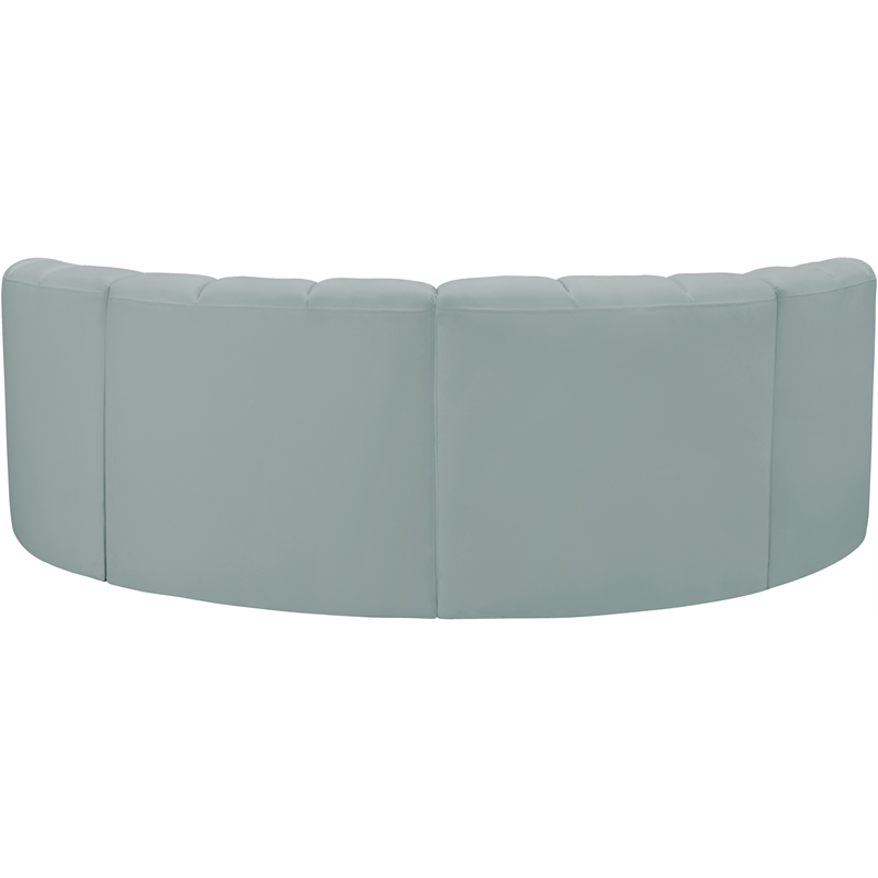 meridian furniture arc mint green vegan leather modular sectional