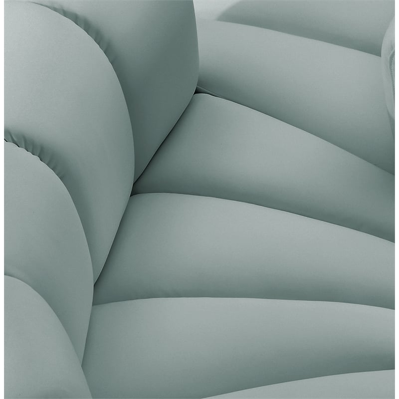 meridian furniture arc mint green vegan leather modular sectional