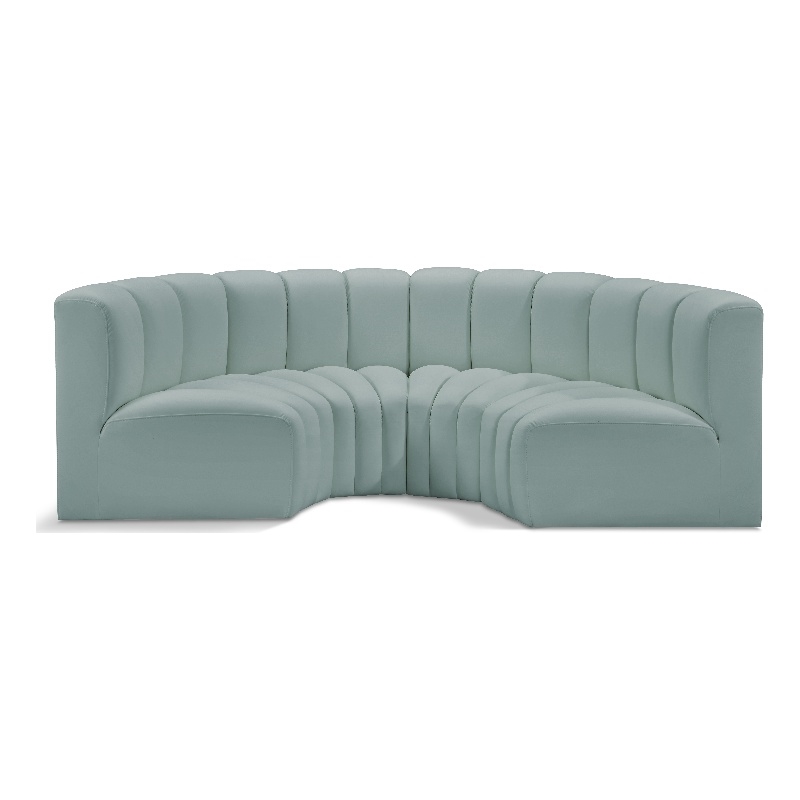 Meridian Furniture Arc Mint Green Vegan Leather Modular Sectional