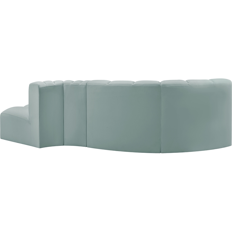 Meridian Furniture Arc Mint Green Vegan Leather Modular Sectional