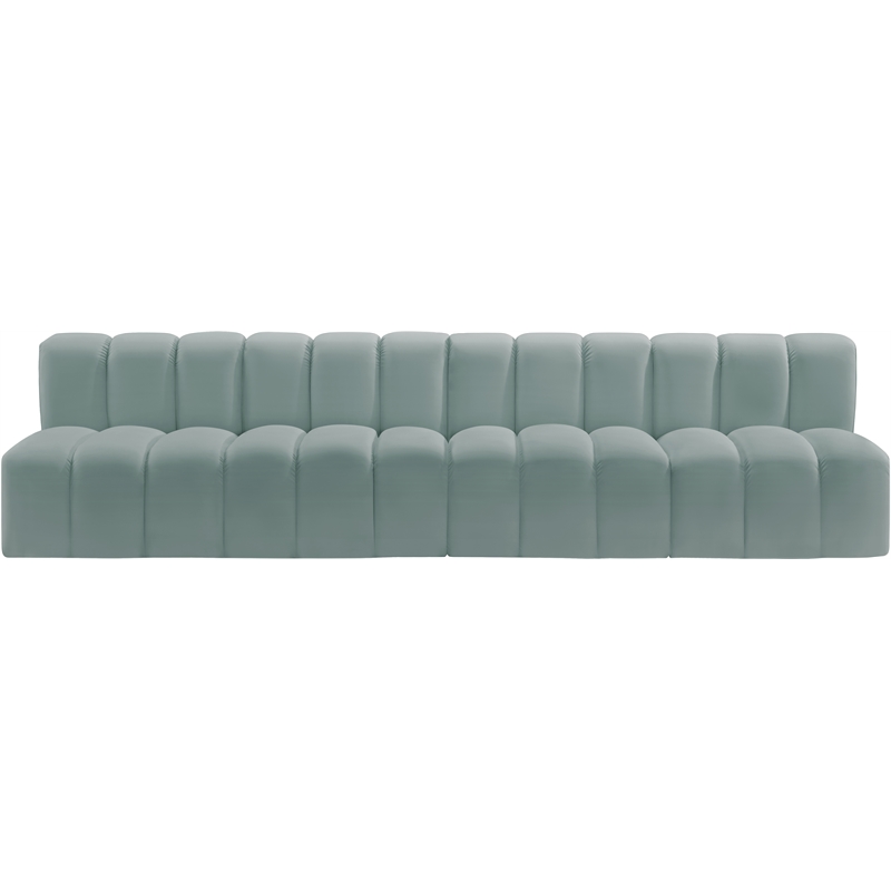 Meridian Furniture Arc Mint Green Vegan Leather Modular Sectional