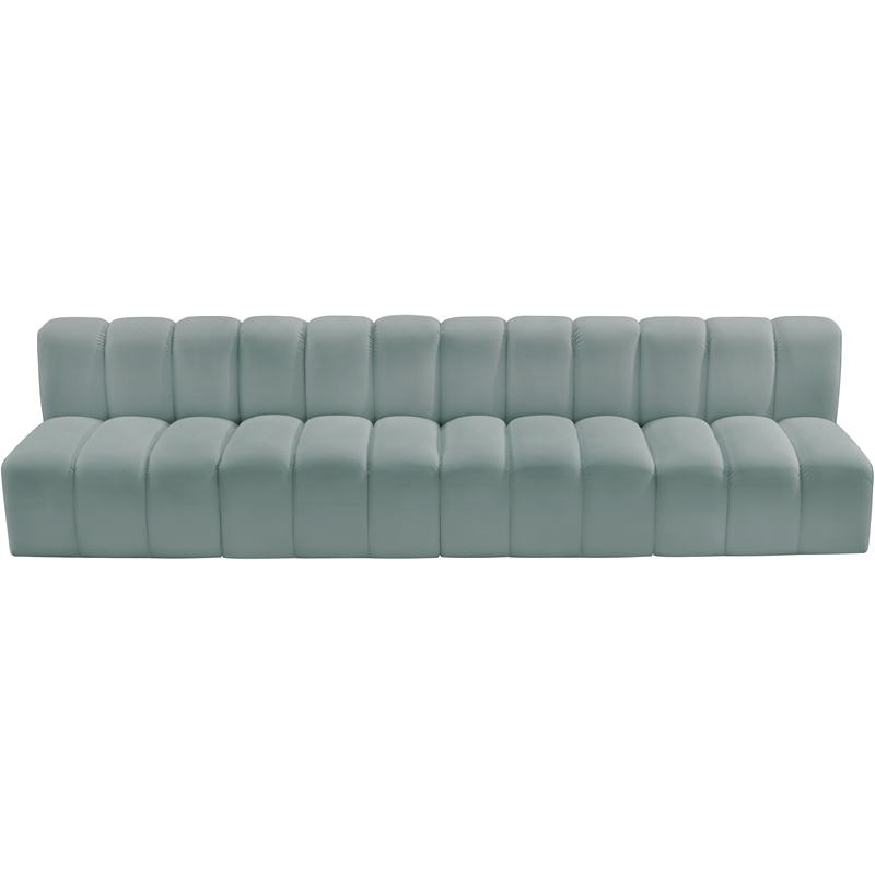 Meridian Furniture Arc Mint Green Vegan Leather Modular Sectional
