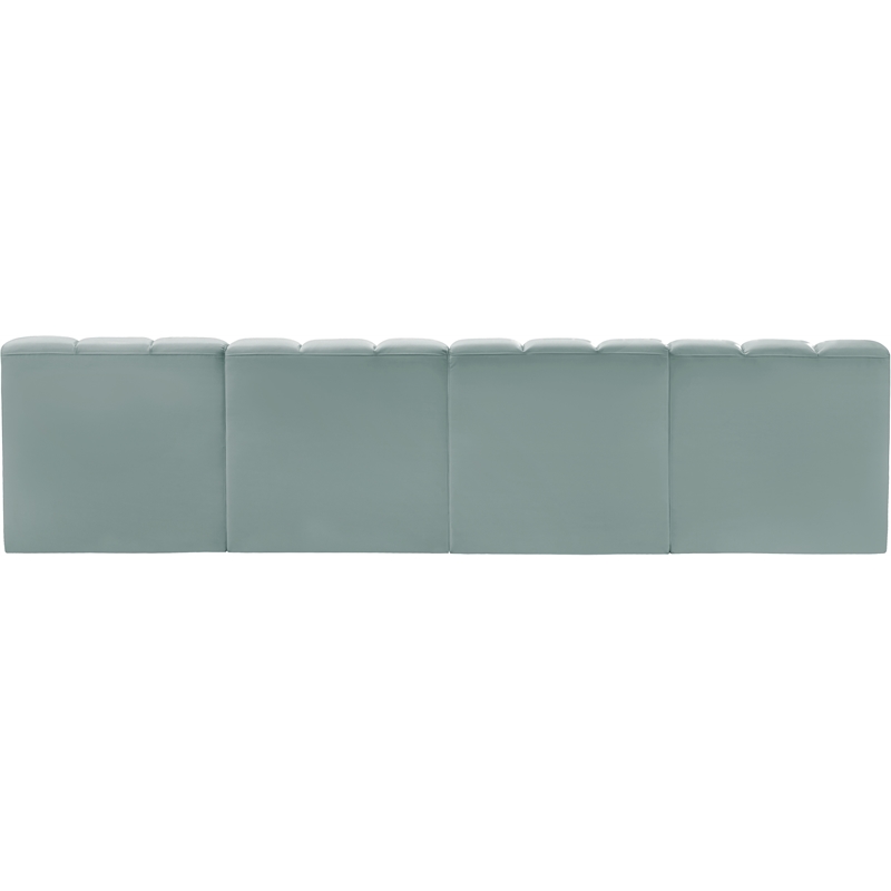 Meridian Furniture Arc Mint Green Vegan Leather Modular Sectional