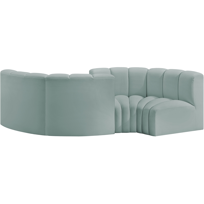 Meridian Furniture Arc Mint Green Vegan Leather Modular Sectional