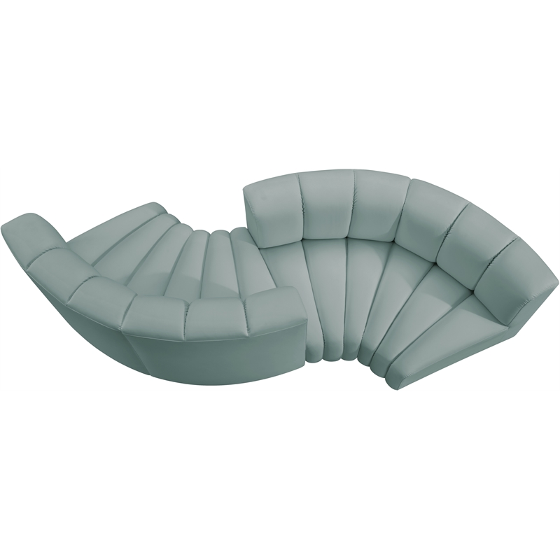 Meridian Furniture Arc Mint Green Vegan Leather Modular Sectional