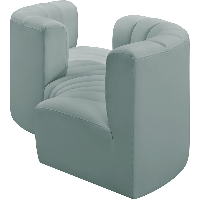 Meridian Furniture Arc Mint Green Vegan Leather Modular Sectional