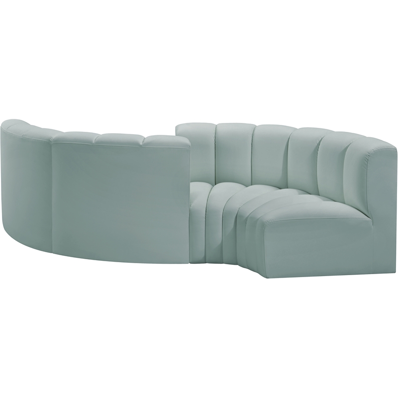 Meridian Furniture Arc Mint Green Vegan Leather Modular Sectional