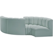 Meridian Furniture Arc Mint Green Vegan Leather Modular Sectional