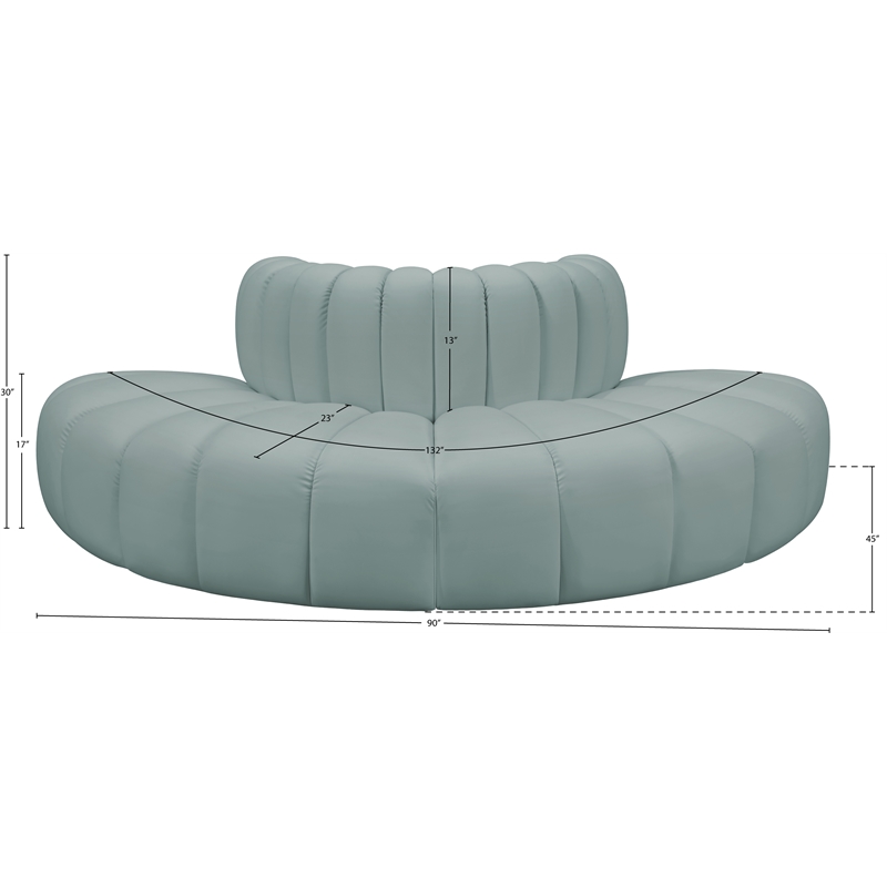 Meridian Furniture Arc Mint Green Vegan Leather Modular Sectional