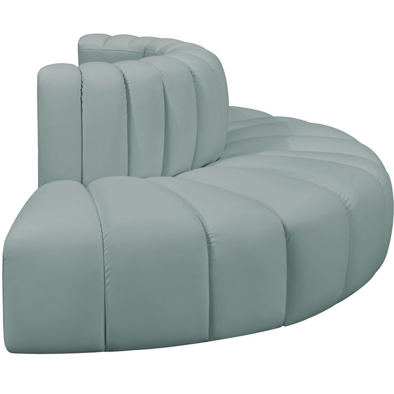 Meridian Furniture Arc Mint Green Vegan Leather Modular Sectional