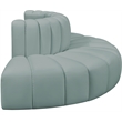 Meridian Furniture Arc Mint Green Vegan Leather Modular Sectional