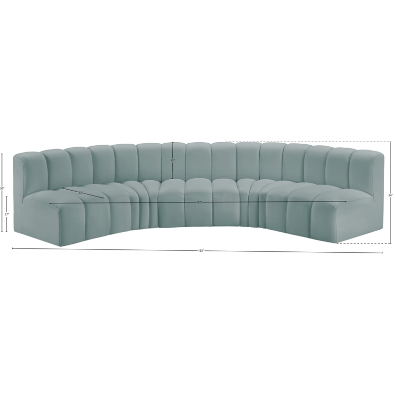 Meridian Furniture Arc Mint Green Vegan Leather Modular Sectional