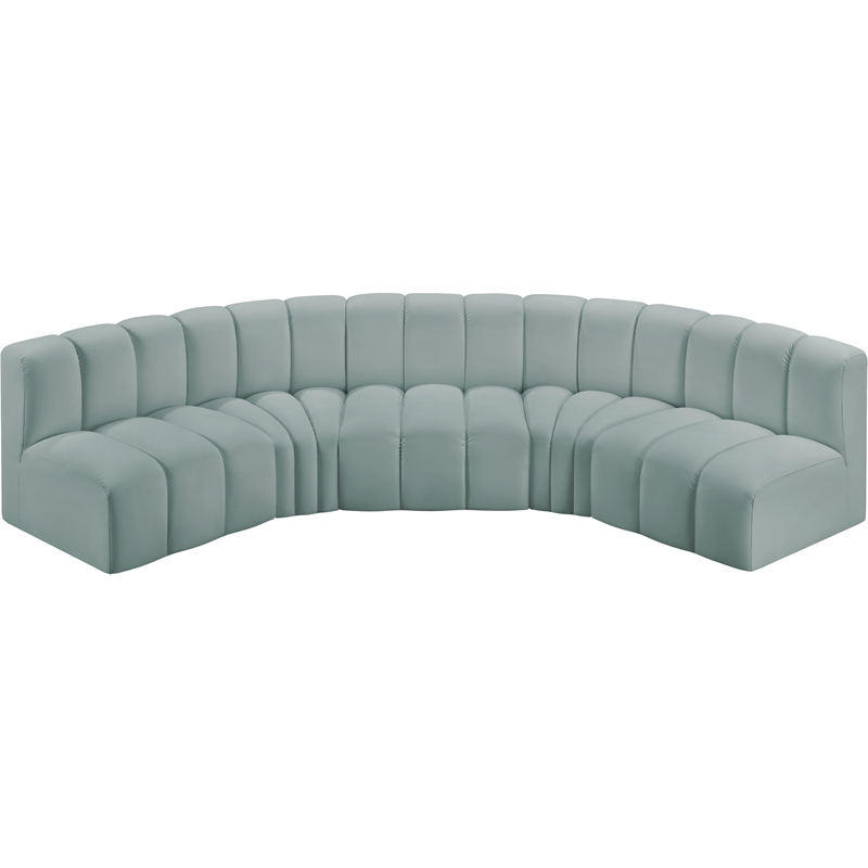 Meridian Furniture Arc Mint Green Vegan Leather Modular Sectional