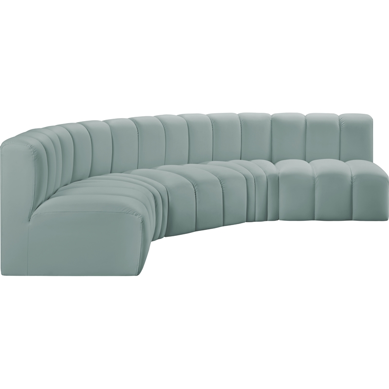 Meridian Furniture Arc Mint Green Vegan Leather Modular Sectional