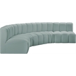 Meridian Furniture Arc Mint Green Vegan Leather Modular Sectional