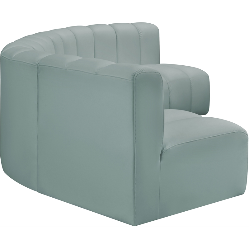 Meridian Furniture Arc Mint Green Vegan Leather Modular Sectional