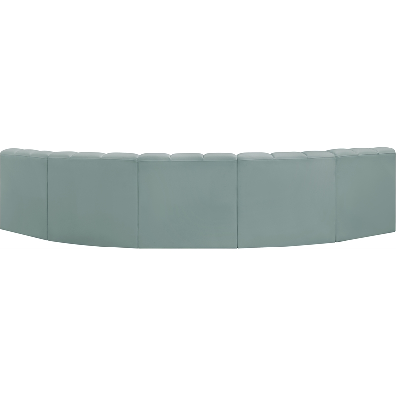 Meridian Furniture Arc Mint Green Vegan Leather Modular Sectional