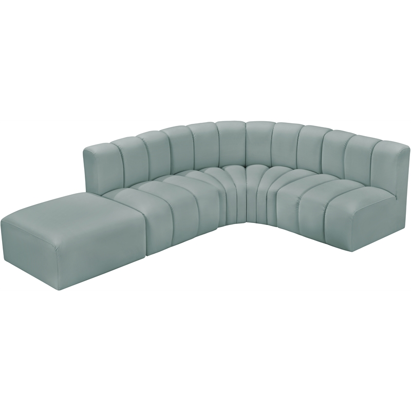 Meridian Furniture Arc Mint Green Vegan Leather Modular Sectional