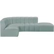 Meridian Furniture Arc Mint Green Vegan Leather Modular Sectional