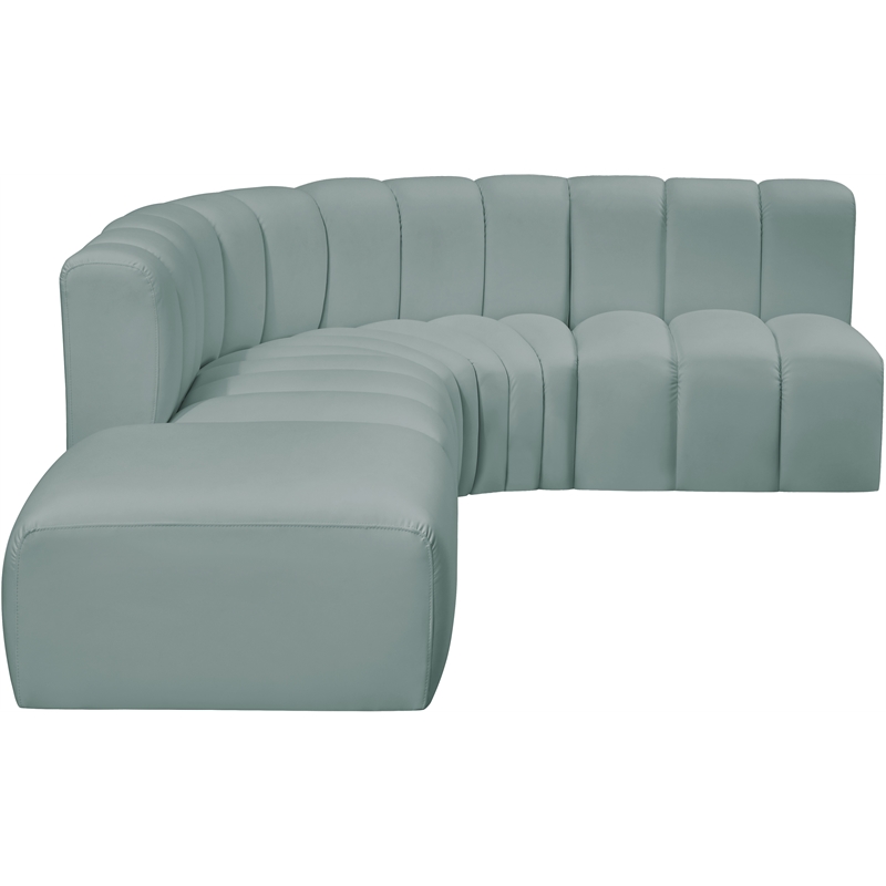 Meridian Furniture Arc Mint Green Vegan Leather Modular Sectional