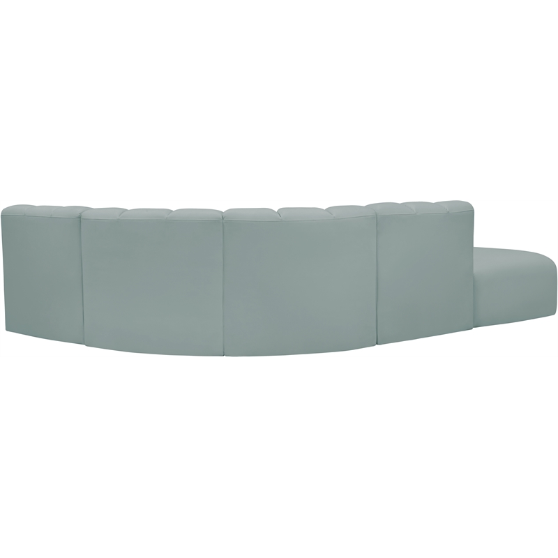 Meridian Furniture Arc Mint Green Vegan Leather Modular Sectional