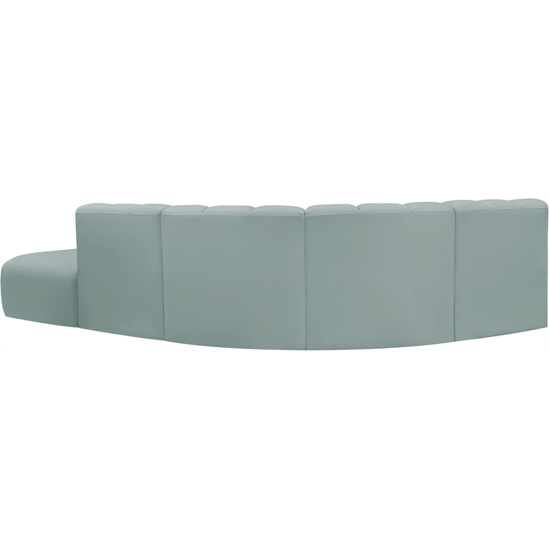Meridian Furniture Arc Mint Green Vegan Leather Modular Sectional