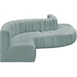 Meridian Furniture Arc Mint Green Vegan Leather Modular Sectional