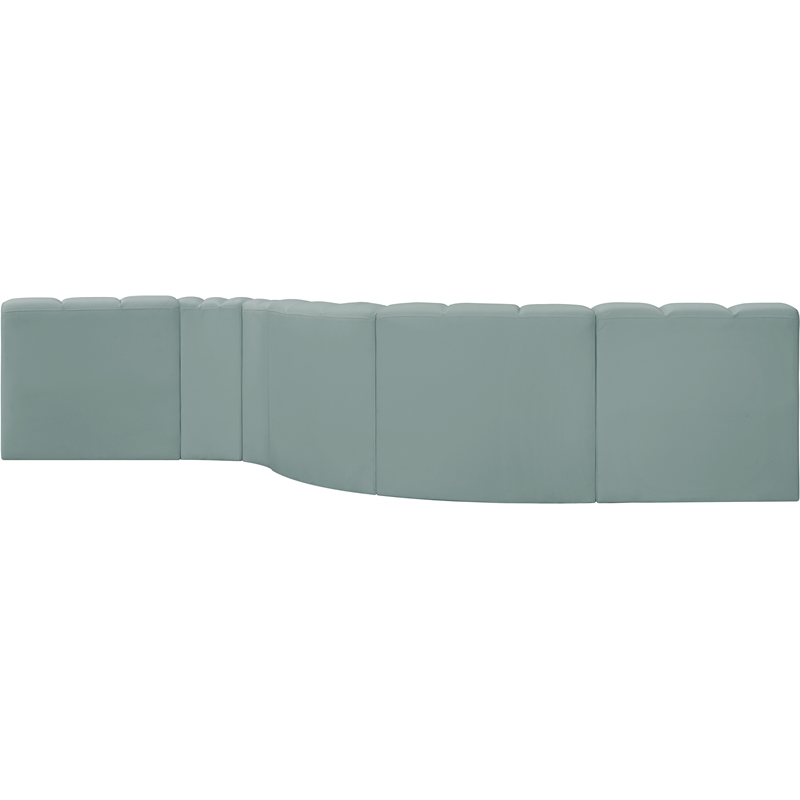 Meridian Furniture Arc Mint Green Vegan Leather Modular Sectional