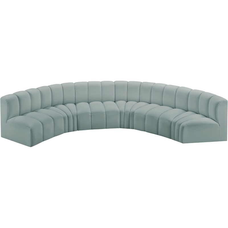 Meridian Furniture Arc Mint Green Vegan Leather Modular Sectional