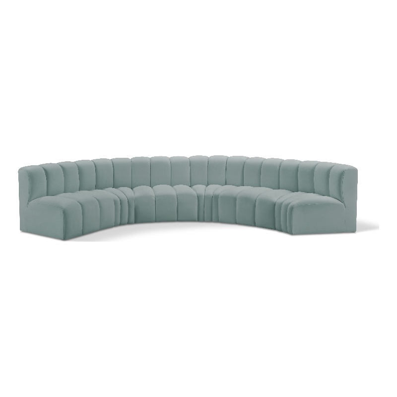 Meridian Furniture Arc Mint Green Vegan Leather Modular Sectional