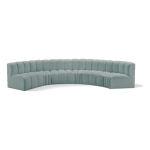 Meridian Furniture Arc Mint Green Vegan Leather Modular Sectional